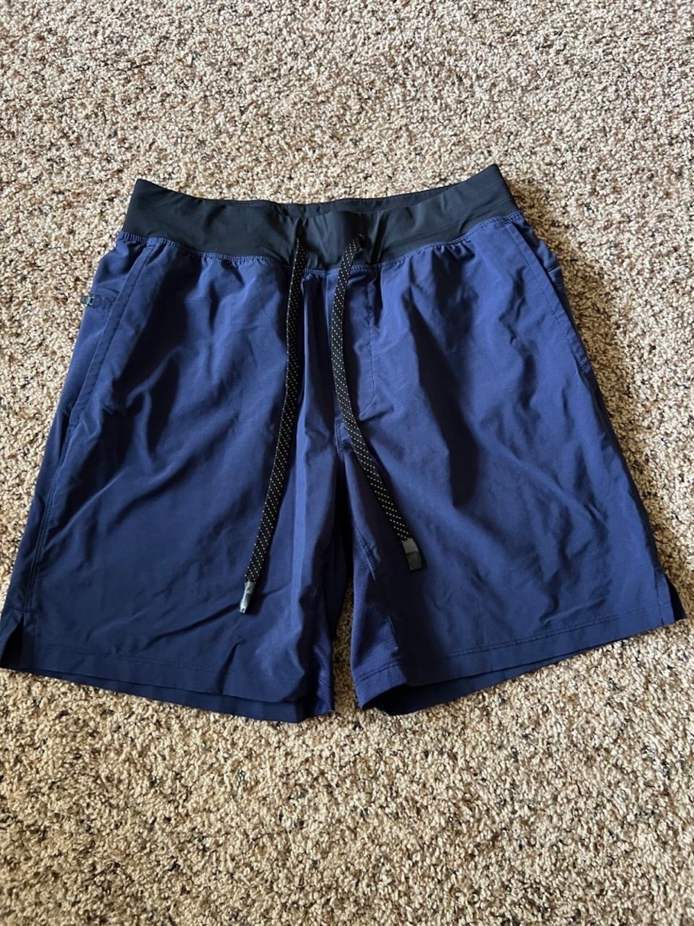 Fabletics Men's Navy Athletic Shorts with Black Waistband